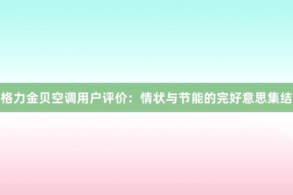 格力金贝空调用户评价：情状与节能的完好意思集结